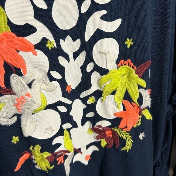 Free People FP Movement Spring Forward Tunic Sweater Dress XL Blue Embroidered - Picture 4 of 9